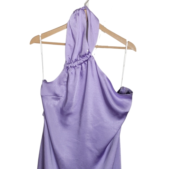 🆕️ Lulus Perfectly Sleek Lavender Satin Halter Slip Midi Dress - Picture 7 of 16